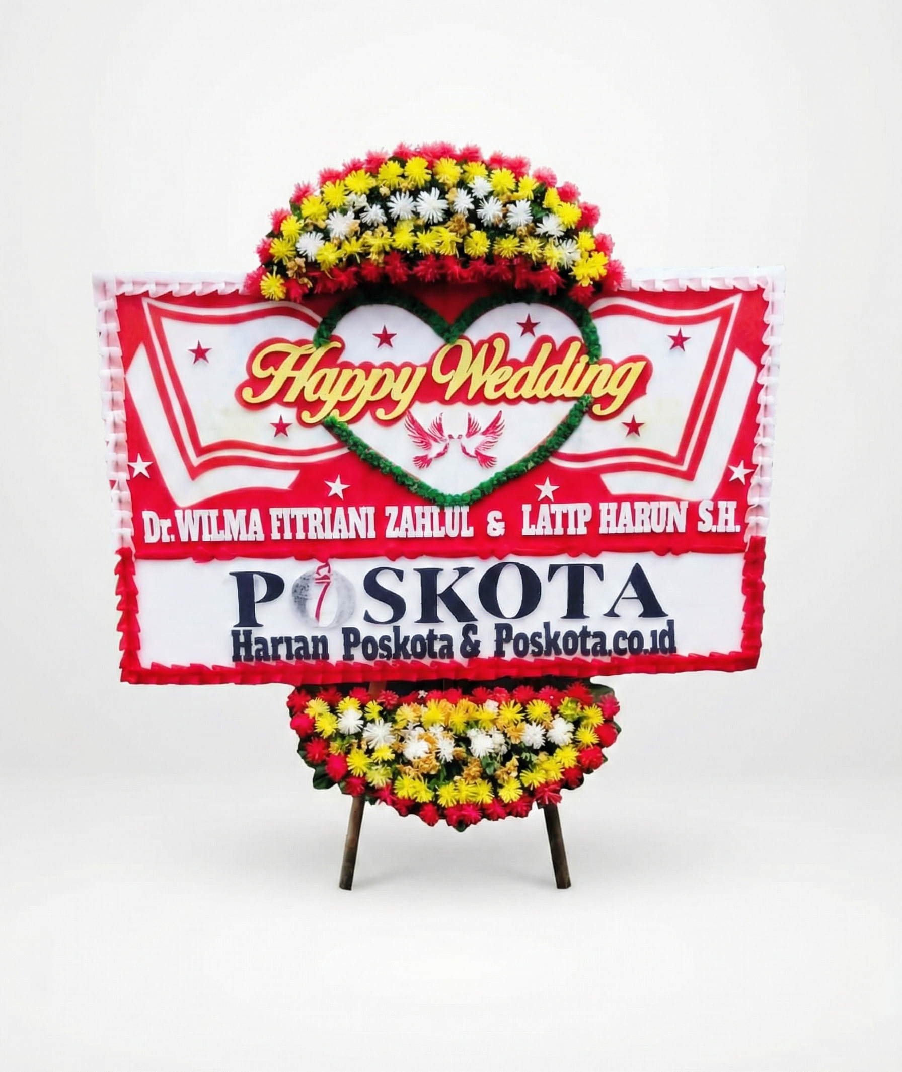 Bunga Papan Happy Wedding (Tipe Wedding Merpati)