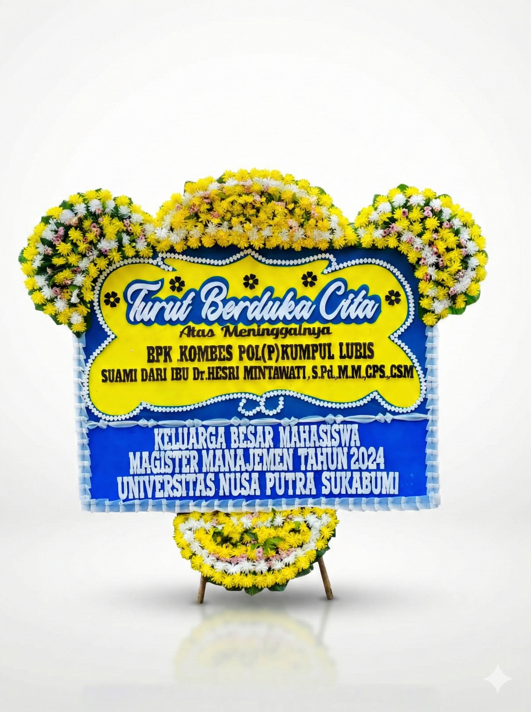 Bunga Papan Duka Cita Biru Putih Premium