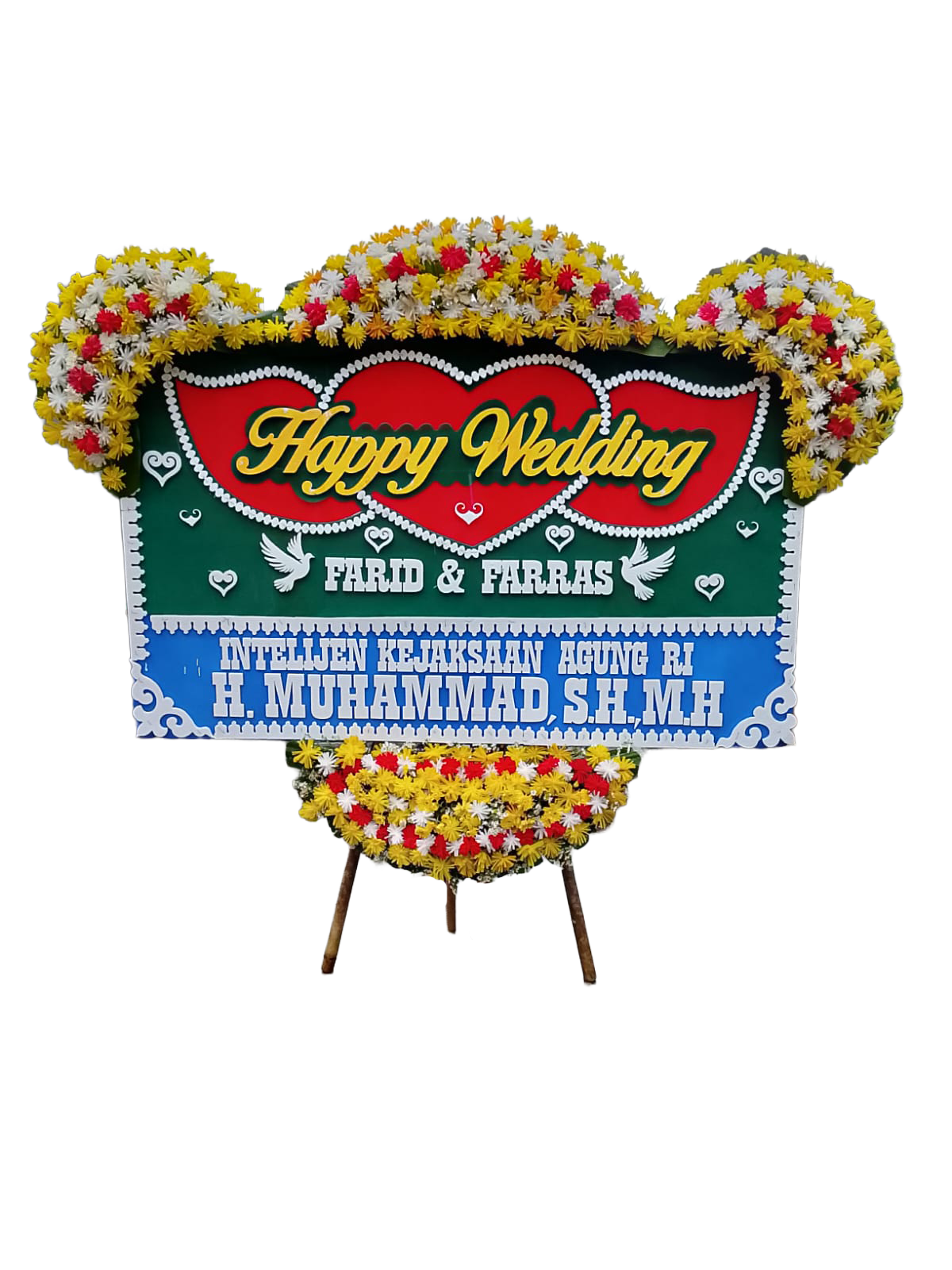 Papan Bunga Happy Wedding Premium - Colorful Heart Series
