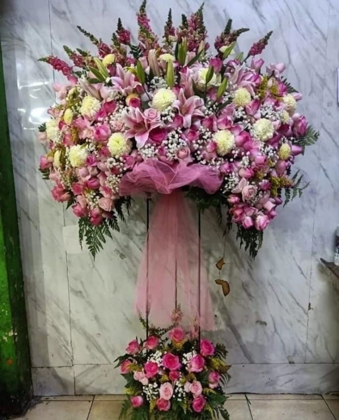 Standing Flower Pink Cerah 2 Susun